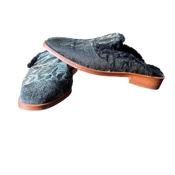 Free People Shoes - Free People Women Butterfly Effect Velvet Fur Slip On Mule Loafers Lined Size 6